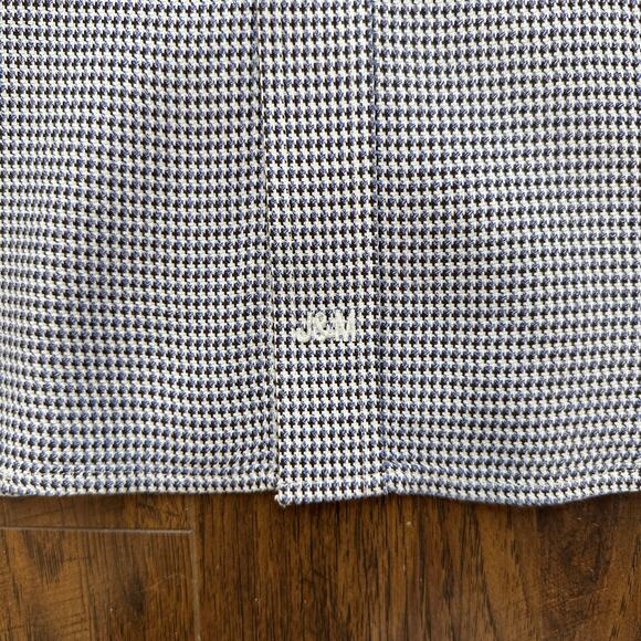 Johnston & Murphy Dress Shirt Sz L Blue Brown White Textured Button Up Flip Cuff - Picture 4 of 13